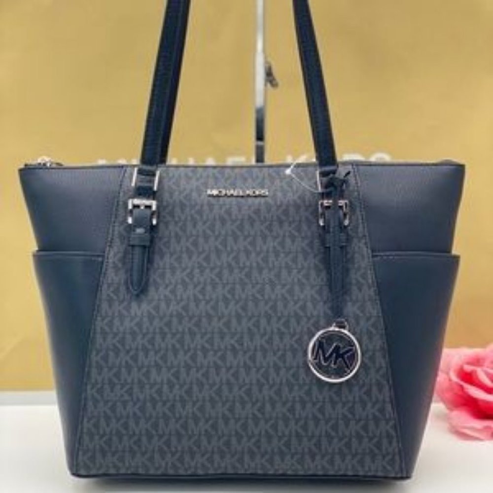 Michael Kors Charlotte Tote Shoulder Bag Black - Picture 2 of 12